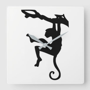 Monkey Silhouette Quadratische Wanduhr