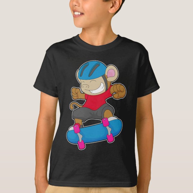 Monkey Skater Skateboard Sports T-Shirt (Vorderseite)