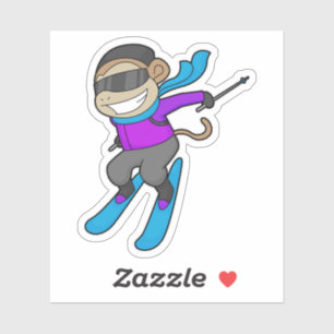 Monkey Skier Aufkleber
