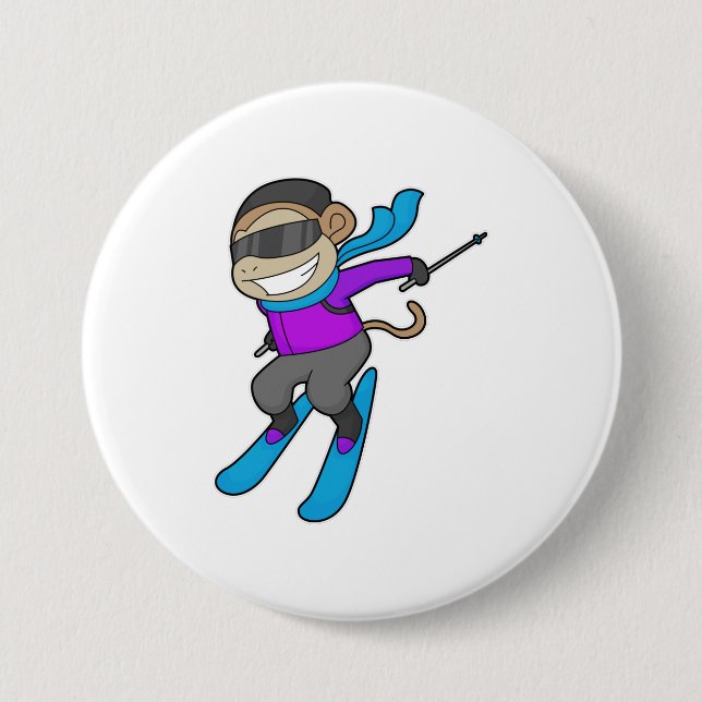 Monkey Skier Button (Vorderseite)