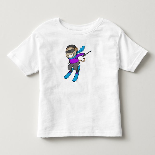 Monkey Skier Kleinkind T-shirt (Vorderseite)