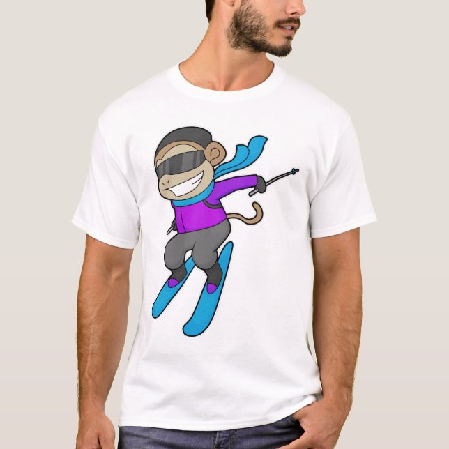Monkey Skier T-Shirt (Vorderseite)