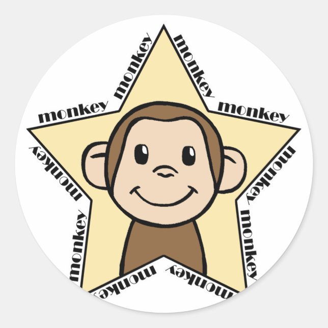 Monkey Star Runder Aufkleber (Vorderseite)