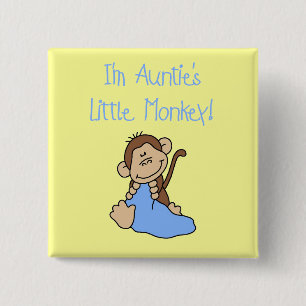 Monkey Tante - blaue T-Shirts und Geschenke Button