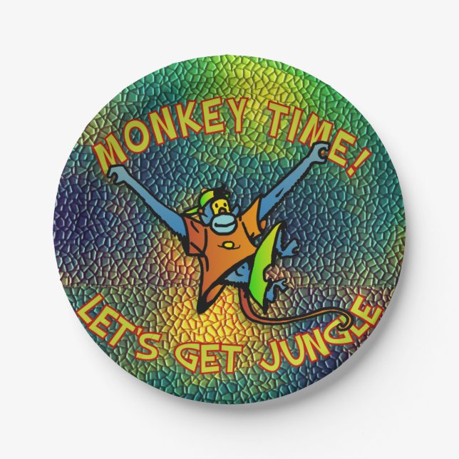 Monkey Time! Lasst uns Dschungel machen Pappteller (Vorderseite)