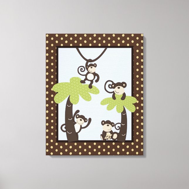 Monkey Time Mod Monkey 16x20 Leinwand Kinderzimmer (Vorderseite)