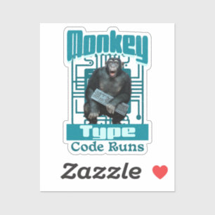 Monkey Typ, Code läuft lustig Full-Stack-Entwickle Aufkleber