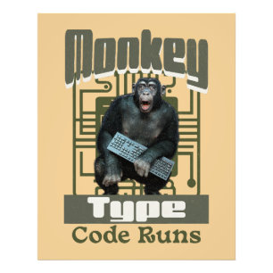 Monkey Typ, Code läuft lustig Full-Stack-Entwickle Fotodruck