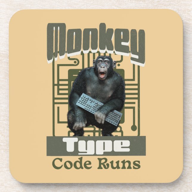 Monkey Typ, Code läuft lustig Full-Stack-Entwickle Getränkeuntersetzer (Vorderseite)