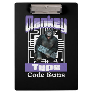 Monkey Typ, Code läuft lustig Full-Stack-Entwickle Klemmbrett