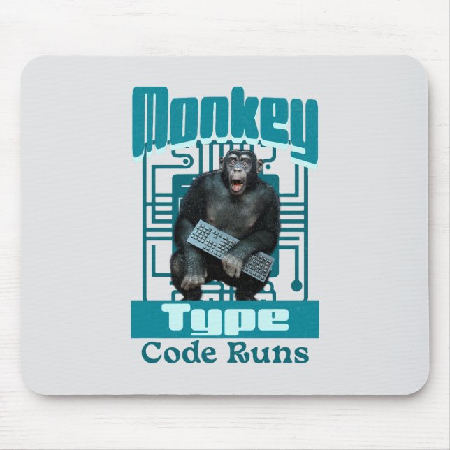Monkey-Typ, Code läuft lustig Full-Stack-Entwickle Mousepad (Vorne)