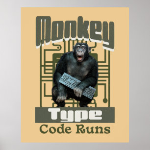 Monkey-Typ, Code läuft lustig Full-Stack-Entwickle Poster