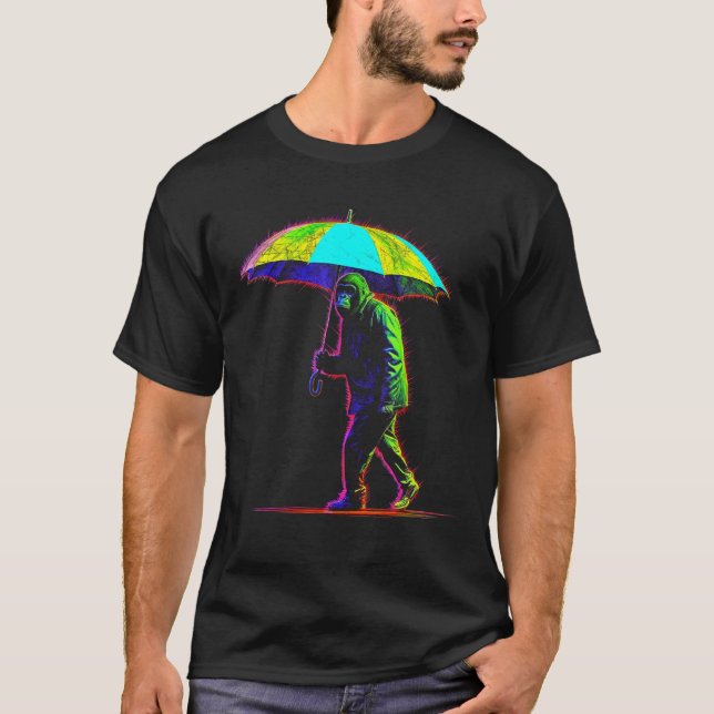 Monkey Umbrella Colorful Creative Zoo T-Shirt (Vorderseite)