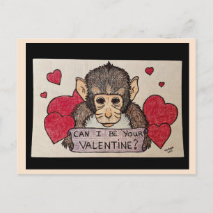 Monkey Valentine Postkarte