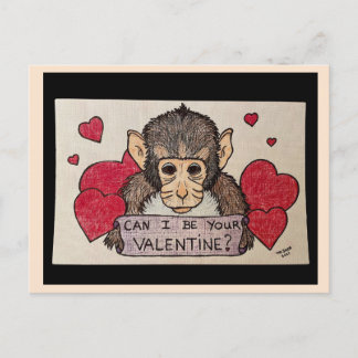 Monkey Valentine Postkarte