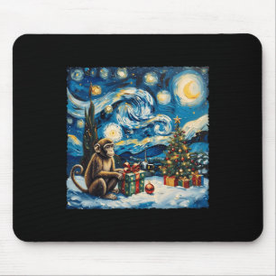 Monkey Van Gogh Style Starry Night Christmas Winte Mousepad