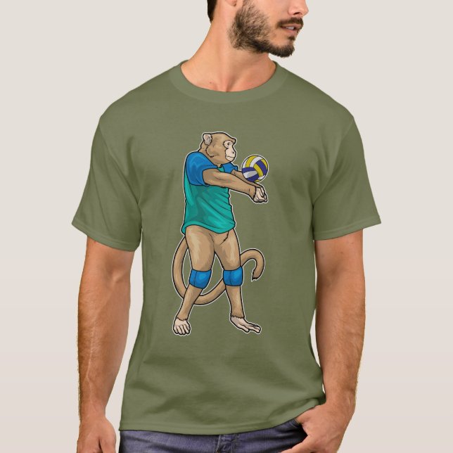 Monkey Volleyball-Spieler Volleyball T-Shirt (Vorderseite)