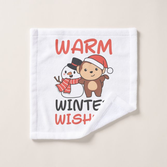 Monkey Warm Winter Wishes Snowman (Gant de toilette)