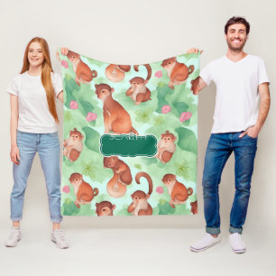 Monkey Watercolor Personalisiertes Muster Fleecedecke