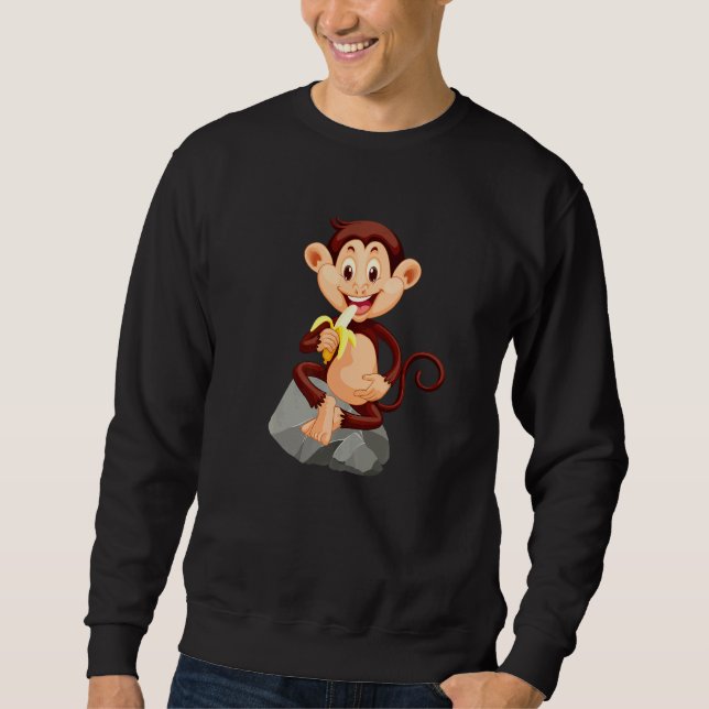 Monkey with banana cute monkey   sweatshirt (Vorderseite)