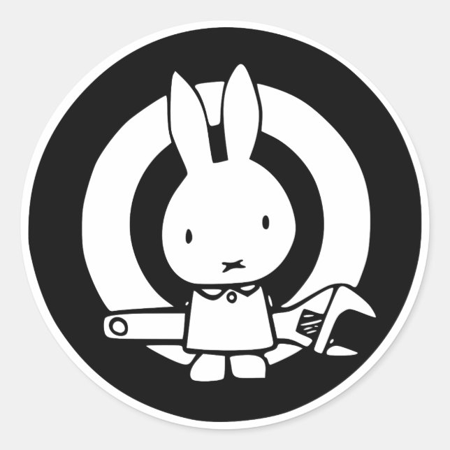 Monkey Wrench Rabbit Runder Aufkleber (Vorderseite)