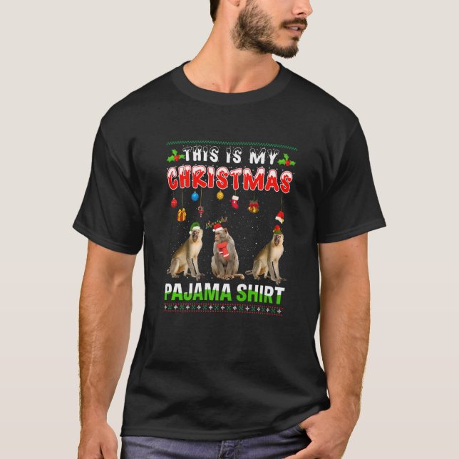 Monkey Xmas Animals Squad This Is My Christmas Paj T-Shirt (Vorderseite)