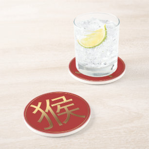 Monkey Year Gold, effet gaufré Dessous de verre ro