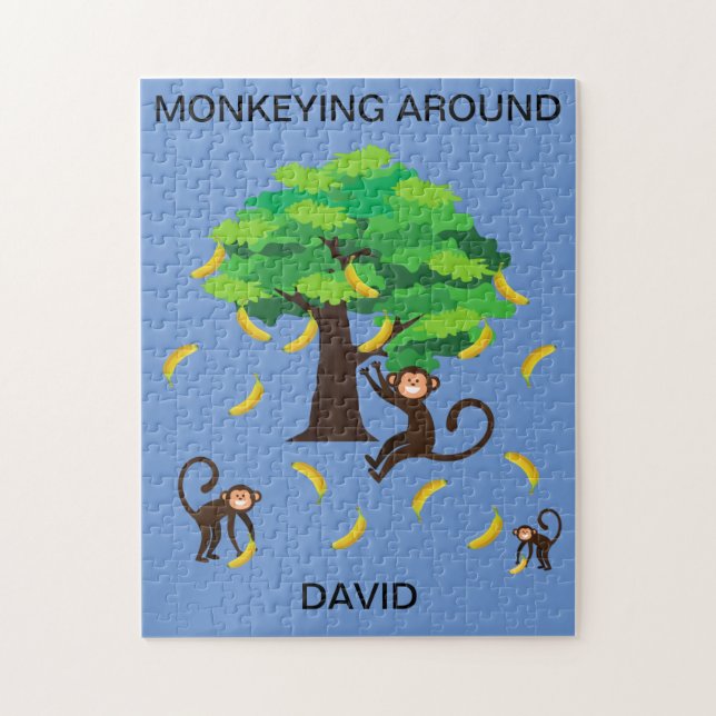 "Monkeying Around"-Puzzle für Kinder mit Namen. (Vertikal)