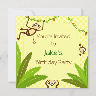 Monkeying Around Yellow Party Invitation