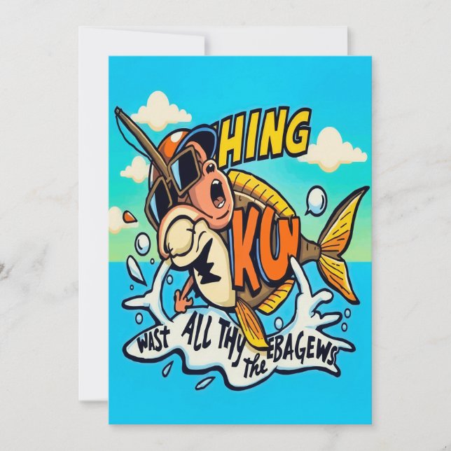 Monkeying Fishing-Abenteuer Einladung (Vorderseite)