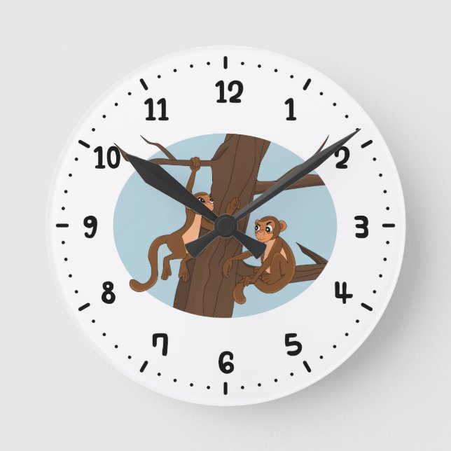 Monkeys climbing the tree round clock runde wanduhr (Vorderseite)