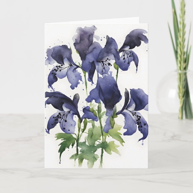 Monkshood - Watercolor flowers Karte (Vorderseite)