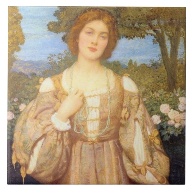 Monna Giovanna (von Edward Robert Hughes) Fliese (Vorderseite)