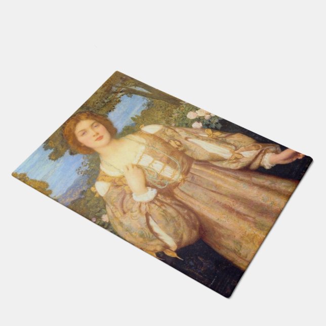 Monna Giovanna (von Edward Robert Hughes) Fußmatte (Schrägansicht)