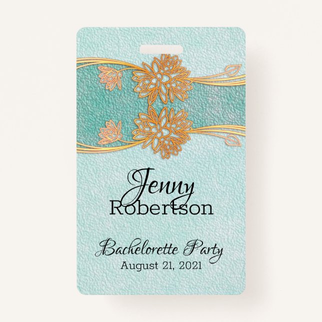 Monnaie aux fleurs d'or Bachelorette Party Badge (Devant)