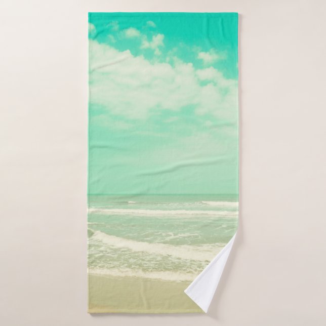 Monnaie turquoise rétro arrière - plan de plage, v (Serviette de bain)