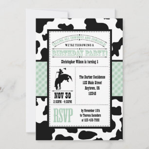Monnaie Vert Cowhide Cowboy Invitation Anniversair