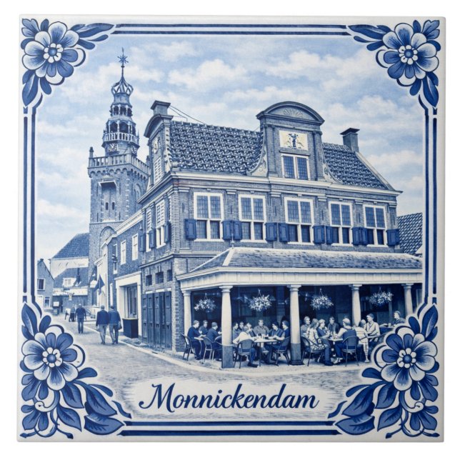 Monnickendam Delft Blue style ceramic tile Fliese (Vorderseite)