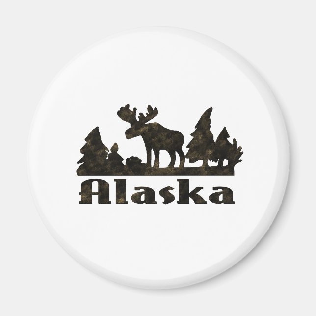 Mono Colored Alaskan Moose Scene Magnet (Vorne)