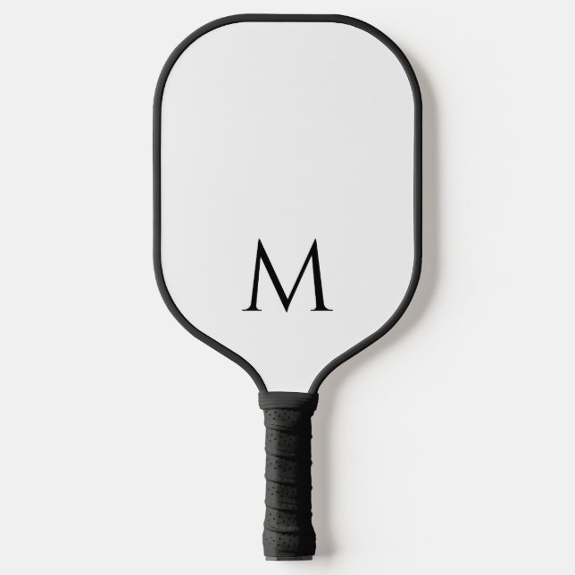 Mono-Gramm Elegantes Schwarz-Weiß-Template Zwei Se Pickleball Schläger (Vorderseite)