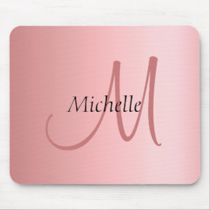 Mono Gramm Moderne elegante Rose Gold Template Mousepad