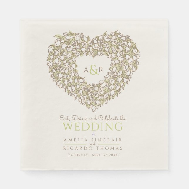 Mono-Gramm-Tulpenkrautfarbe zeichnend Serviette (Vorderseite)