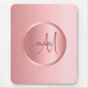 Mono Gramm Vorlage Moderne elegante Rose Gold Mousepad