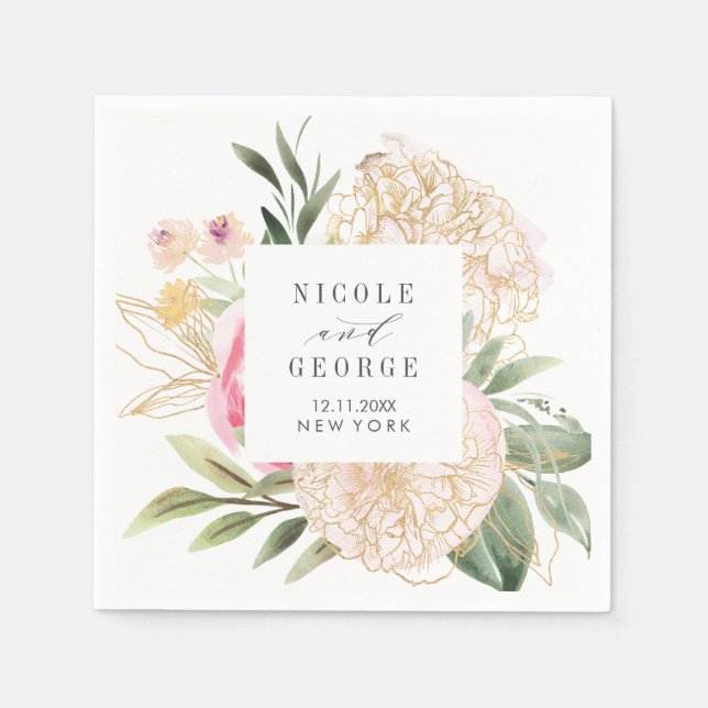 Mono-Hochzeit von Aquarellpferden Serviette (Vorderseite)