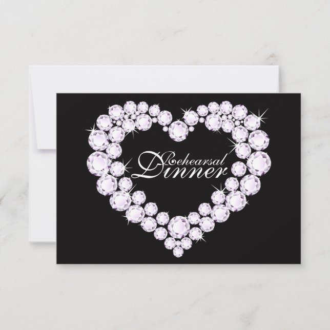 Mono Hochzeitsessen mit Diamantenherz laden zum Pr Einladung (Vorderseite)