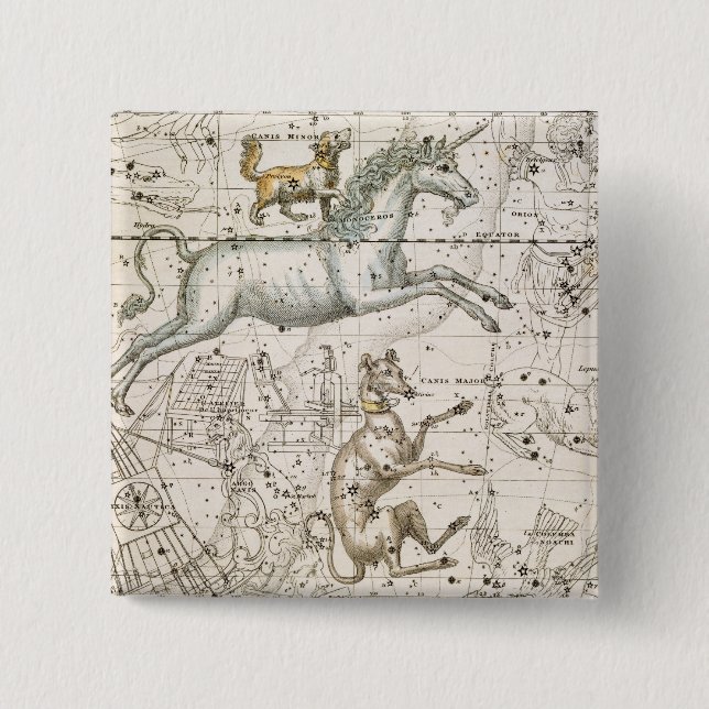 Monoceros, von "einem himmlischen Atlas", Kneipe. Button (Vorderseite)