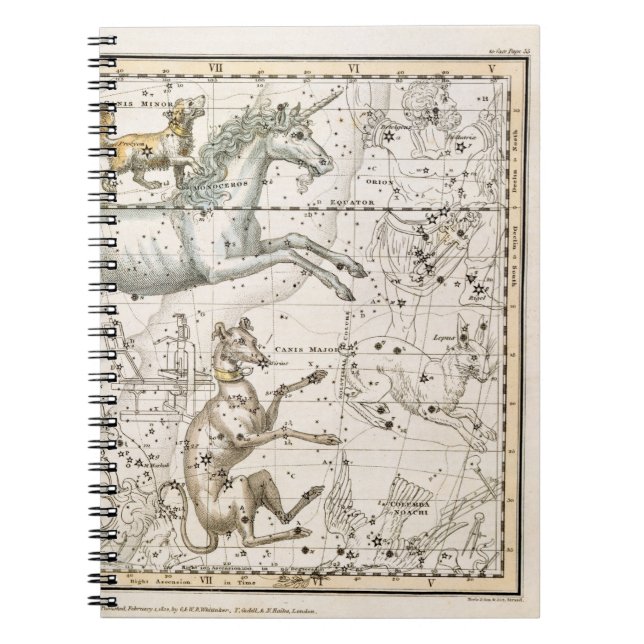 Monoceros, von "einem himmlischen Atlas", Kneipe. Notizblock (Vorderseite)