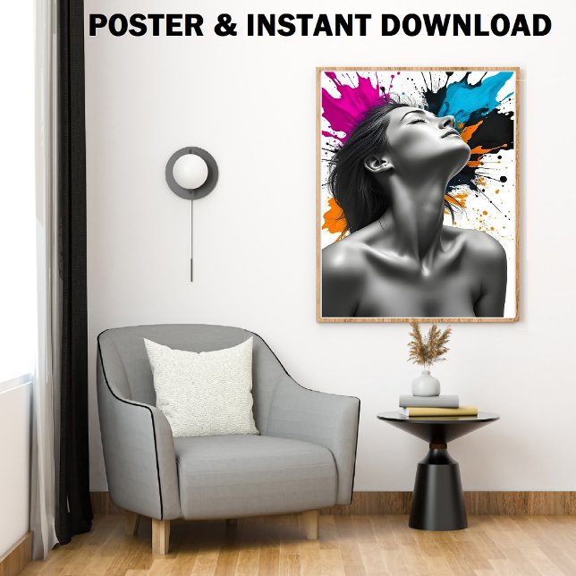 Monochrom-Frauenportrait mit Farbabstrich Poster (Von Creator hochgeladen)