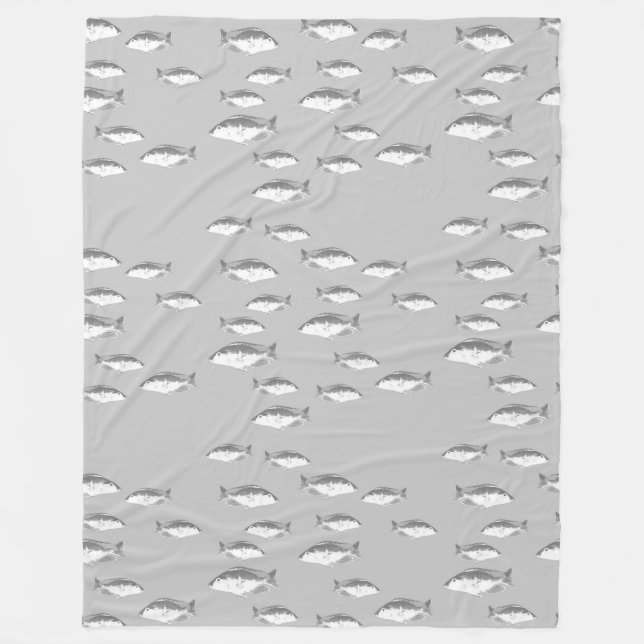 Monochrom-Graufisch Fleecedecke (Vorderseite)