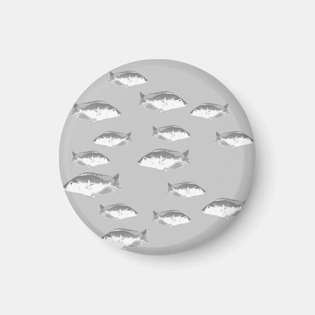 Monochrom-Graufisch Magnet (Vorne)